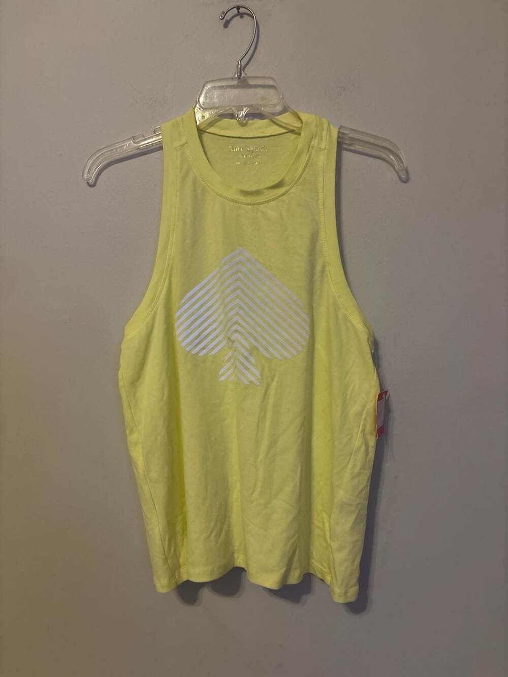 Kate Spade New York Yellow Striped Spade Logo Racerback Tank Top Size XS